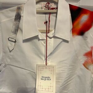 Alexander McQueen Harness Fire,White and Red Casual Button Down Shirt New size M